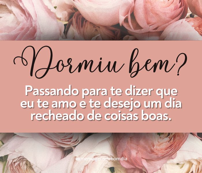 Bom Dia Amor, Dormiu Bem?